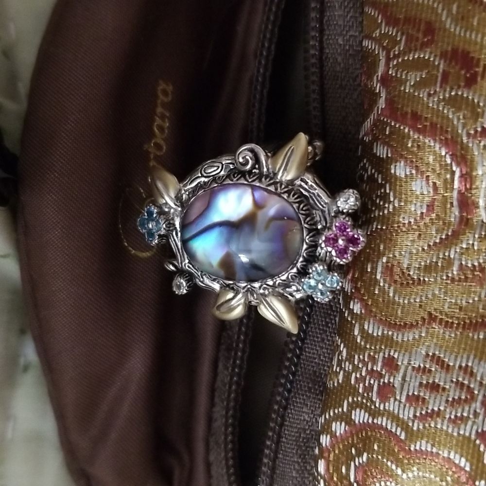 Barbara Bixby Abalone Petal Ring Sz 8